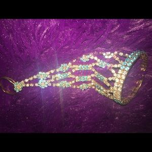 Blue and silver bracelet ring.